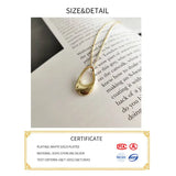 925 Sterling Silver Water Drop Pendant Necklace Minimalist Style Accessory
