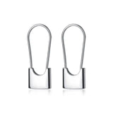 925 Silver Paper Clip Hoop Earrings Party Lock Accessory Gift