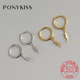 925 Sterling Silver Lightning Hoop Earrings