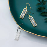 925 Silver Zircon Geometric Shell Earrings Women Party Accessory Gift