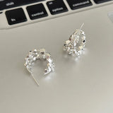 925 Silver Arc Bead Stud Earrings for Women