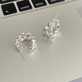 925 Silver Arc Bead Stud Earrings for Women