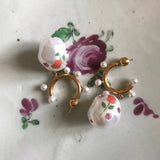 925 Silver Baroque Irregular Pearl Heart Stud Earrings