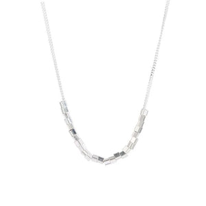 925 Silver Block Square Choker Necklace for Women