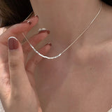 925 Silver Block Square Choker Necklace for Women