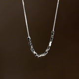 925 Silver Block Square Choker Necklace for Women
