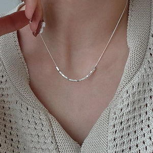 925 Silver Block Square Choker Necklace for Women