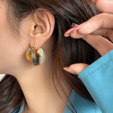 925 Silver Geometric 18k Hoop Earrings for Women