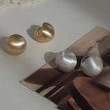 925 Silver Frosted Sphere Hoop Earrings for Women Geometric Jewelry
