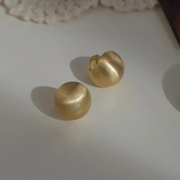 925 Silver Frosted Sphere Hoop Earrings for Women Geometric Jewelry