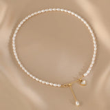 925 Silver Pearl Shell Heart Choker Necklace Women Fine Jewelry