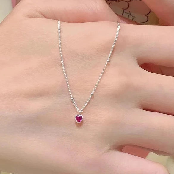 925 Silver Heart Pendant Choker for Women
