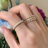 925 Silver Zircon Pearl Adjustable Ring for Women
