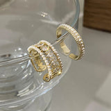 925 Silver Zircon Pearl Adjustable Ring for Women