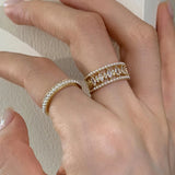 925 Silver Zircon Pearl Adjustable Ring for Women