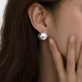 925 Silver Zircon Star Hoop Earrings Fine Jewelry