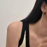 925 Silver Zircon Tassel Drop Earrings for Women
