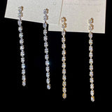 925 Silver Zircon Tassel Drop Earrings for Women