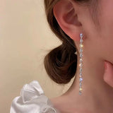 925 Silver Zircon Tassel Drop Earrings for Women