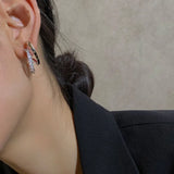 925 Silver Asymmetric Geometric Zircon Drop Earrings