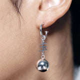925 Silver Chinese Character Tassel Chain Hoop Earrings for Women