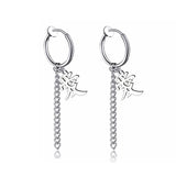 925 Silver Chinese Character Tassel Chain Hoop Earrings for Women