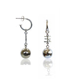 925 Silver Chinese Character Tassel Chain Hoop Earrings for Women