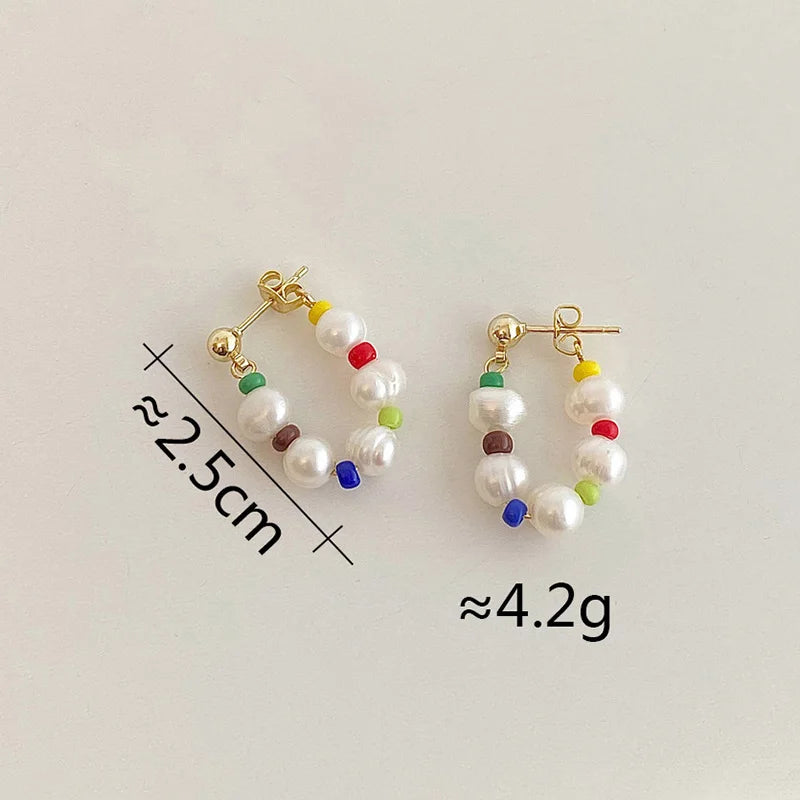 925 Silver Pearl Bead Hoop Earrings Vintage Jewelry