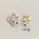 925 Silver Pearl Bead Hoop Earrings Vintage Jewelry