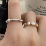 925 Silver Freshwater Pearls Adjustable Rings for Women