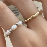 925 Silver Freshwater Pearls Adjustable Rings for Women