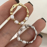 925 Silver Freshwater Pearls Adjustable Rings for Women