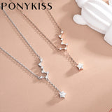 925 Silver Galaxy Star Chain Rose Choker Necklace Romantic Jewelry