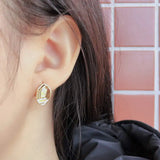 925 Silver Asymmetric Round Zircon Stud Earrings