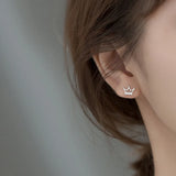 925 Silver Asymmetric Round Zircon Stud Earrings