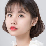 925 Silver Asymmetric Round Zircon Stud Earrings