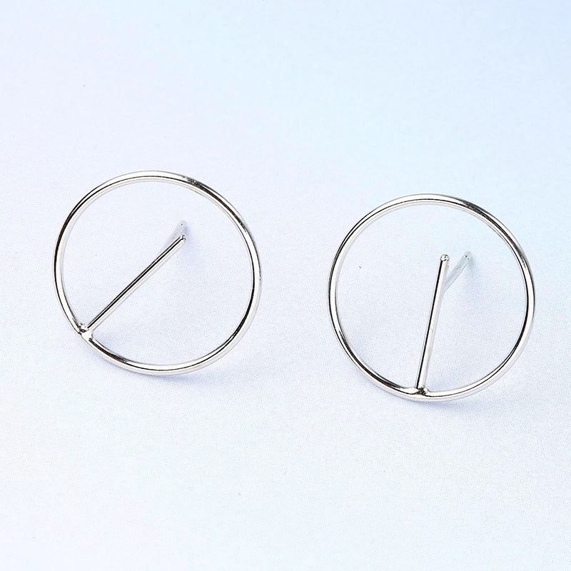 925 Silver Asymmetric Round Zircon Stud Earrings