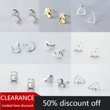925 Silver Asymmetric Round Zircon Stud Earrings