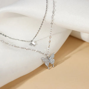925 Silver Butterfly Pendant Choker Necklace Romantic Jewelry