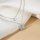 925 Silver Butterfly Pendant Choker Necklace Romantic Jewelry