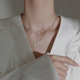 925 Silver Butterfly Pendant Choker Necklace Romantic Jewelry