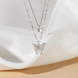 925 Silver Butterfly Pendant Choker Necklace Romantic Jewelry