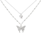 925 Silver Butterfly Pendant Choker Necklace Romantic Jewelry
