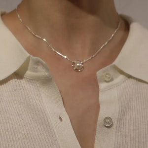 925 Silver Pearl Pendant Necklace Women's Fine Jewelry