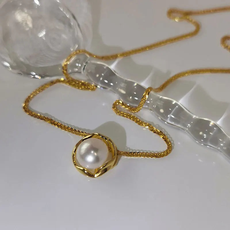 925 Silver Pearl Pendant Necklace Women's Fine Jewelry