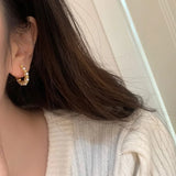 925 Silver Pearl U Hoop Earrings for Women Vintage Fine Jewelry