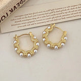 925 Silver Pearl U Hoop Earrings for Women Vintage Fine Jewelry