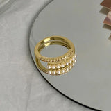 925 Silver Pearl Zircon Round Rings for Women Party Jewelry