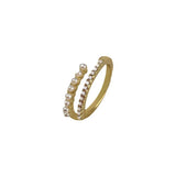 925 Silver Pearl Zircon Round Rings for Women Party Jewelry