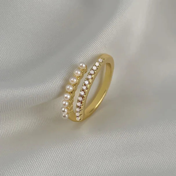 925 Silver Pearl Zircon Round Rings for Women Party Jewelry